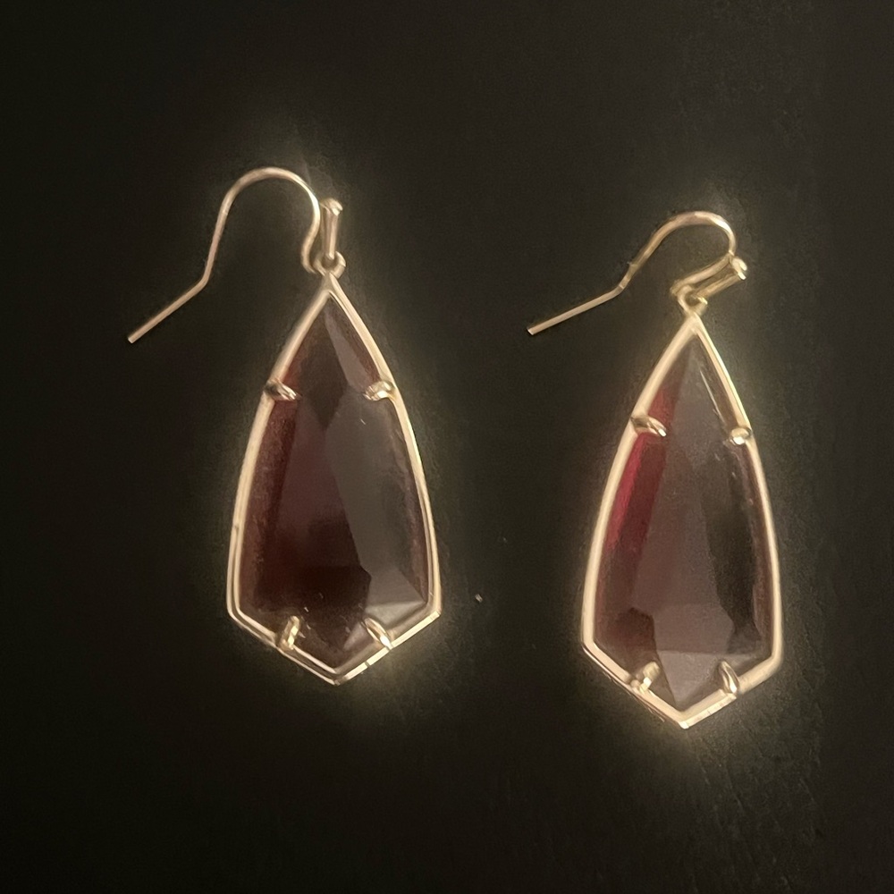 Kendra Scott Garnet Faceted Drop Earrings in Gold Tone